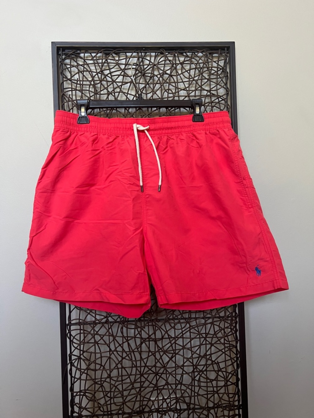 Polo Ralph Lauren Men's Red Solid 5.5" Swim Shorts w Royal Blue Accents XL